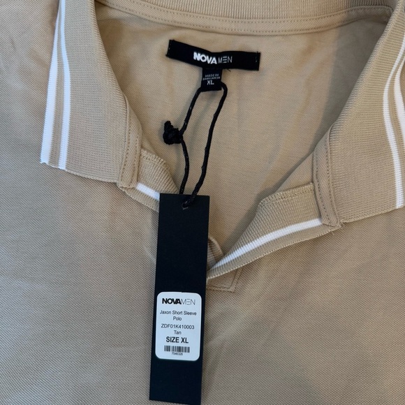 NWT Nova Men Jaxon Short Sleeve Polo Tan 100% Cotton Size XL - Picture 8 of 12